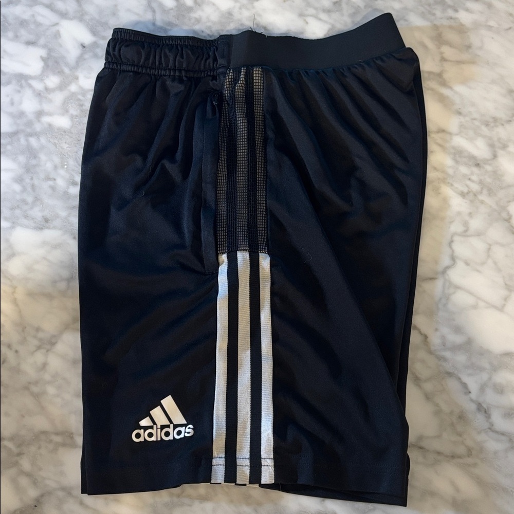 Adidas black Tiro Sports Shorts with White Stripes